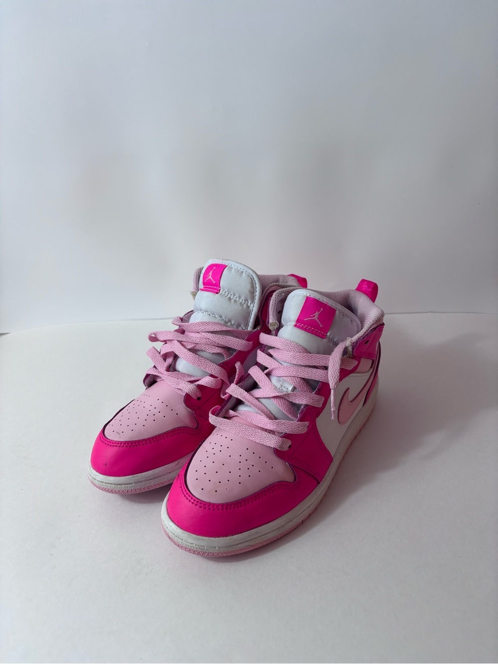 Nike Air Jordan 1 Shoes Youth Size 3 Pink White Sneakers